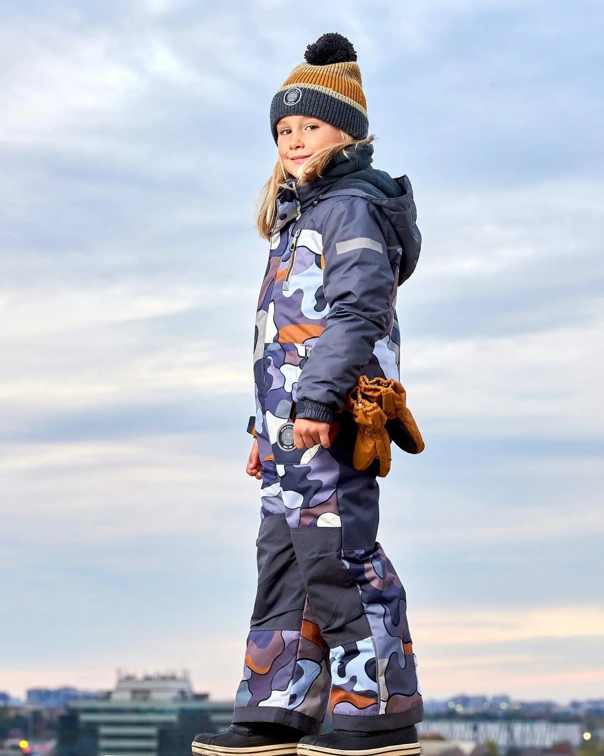 One Piece Snowsuit Dark Gray Printed Camo | Deux par Deux | Jenni Kidz