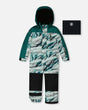 One Piece Snowsuit Forest Green Printed Glaciers | Deux par Deux | Jenni Kidz