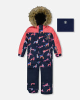 One Piece Snowsuit Navy Printed Unicorn | Deux par Deux | Jenni Kidz