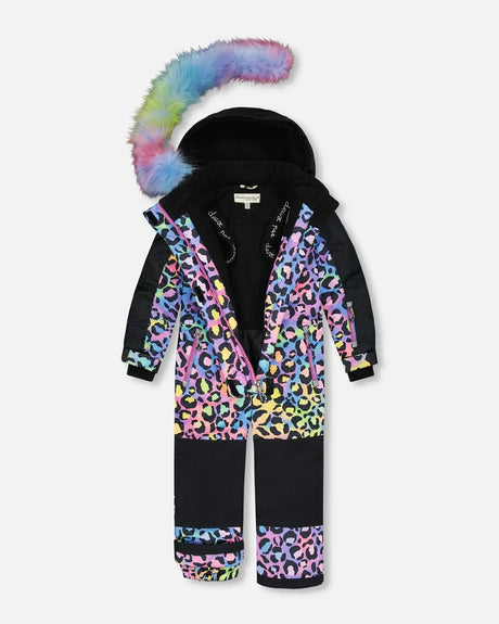 One Piece Snowsuit Printed Rainbow Leopard | Deux par Deux | Jenni Kidz