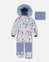 One Piece Snowsuit Printed Watercolor Blue Flowers | Deux par Deux | Jenni Kidz