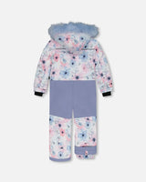 One Piece Snowsuit Printed Watercolor Blue Flowers | Deux par Deux | Jenni Kidz