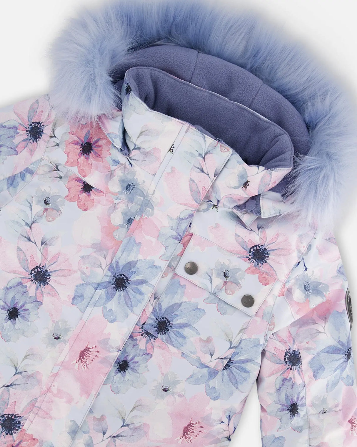 One Piece Snowsuit Printed Watercolor Blue Flowers | Deux par Deux | Jenni Kidz