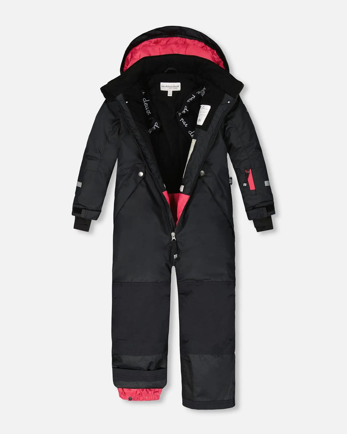 One Piece TEKNIK Snowsuit Black And Candy Pink | Deux par Deux | Jenni Kidz