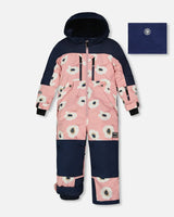 One Piece TEKNIK Snowsuit Pink Printed Off White Flowers | Deux par Deux | Jenni Kidz