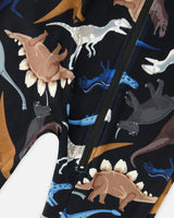 One-Piece Thermal Underwear Black Dinosaur Print | Deux par Deux | Jenni Kidz