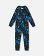 One Piece Thermal Underwear Black Printed Storm | Deux par Deux | Jenni Kidz