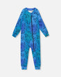 One-Piece Thermal Underwear Blue Gradient Dinosaur Print | Deux par Deux | Jenni Kidz