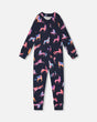 One Piece Thermal Underwear Navy Printed Unicorn | Deux par Deux | Jenni Kidz