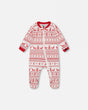 Organic Cotton Baby One-Piece Pajama Red And White Fairisle | Deux par Deux | Jenni Kidz