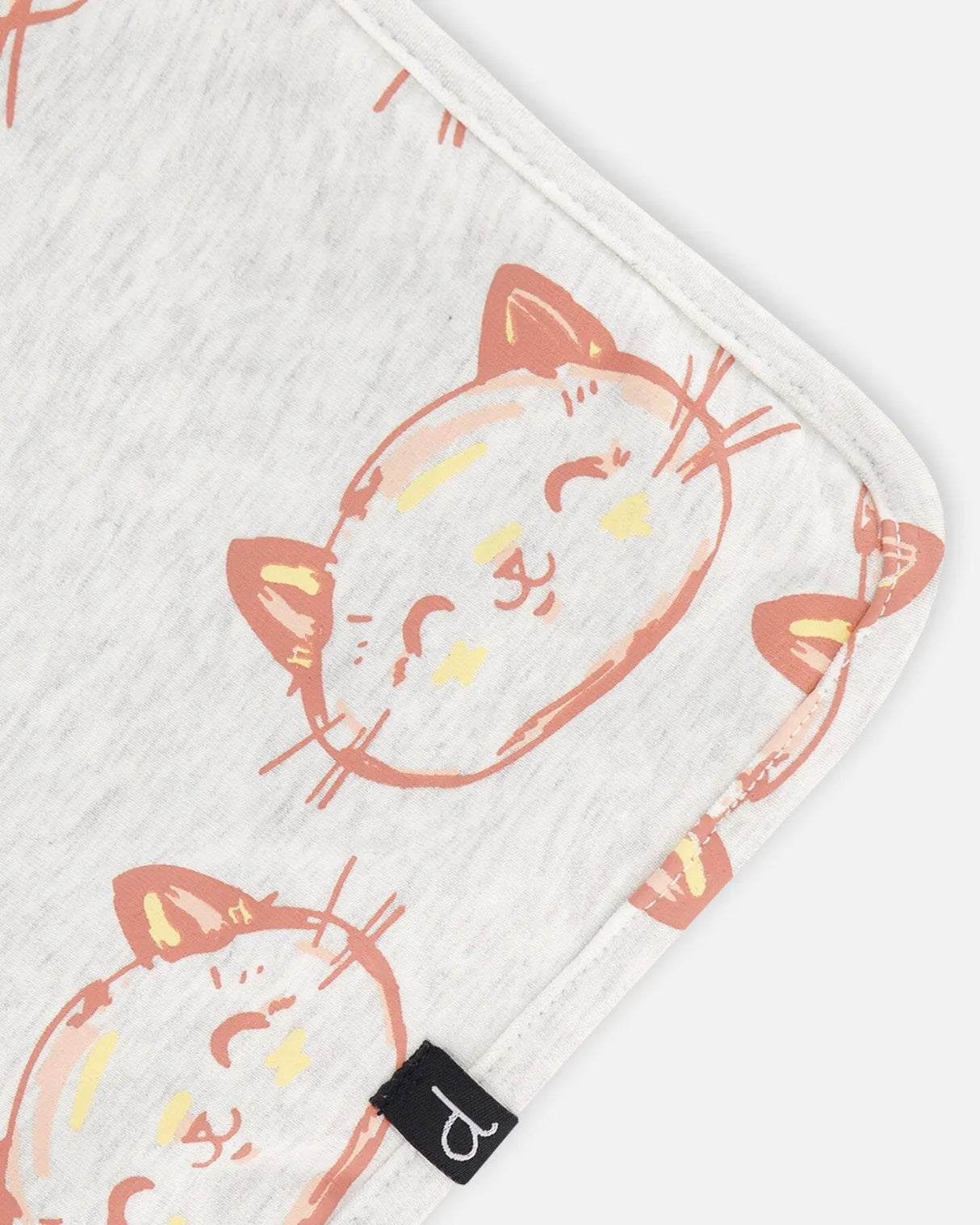 Organic Cotton Blanket Heather Beige With Printed Cat | Deux par Deux | Jenni Kidz