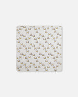 Organic Cotton Blanket Heather Beige With Printed Dog | Deux par Deux | Jenni Kidz