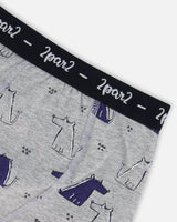 Organic Cotton Boxer Short Grey Mix Printed Dogs | Deux par Deux | Jenni Kidz
