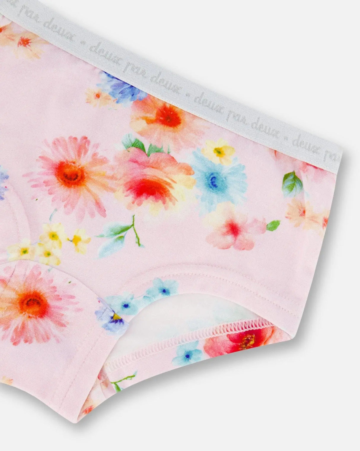 Organic Cotton Boyshort Pantie Light Pink Printed Flowers | Deux par Deux | Jenni Kidz