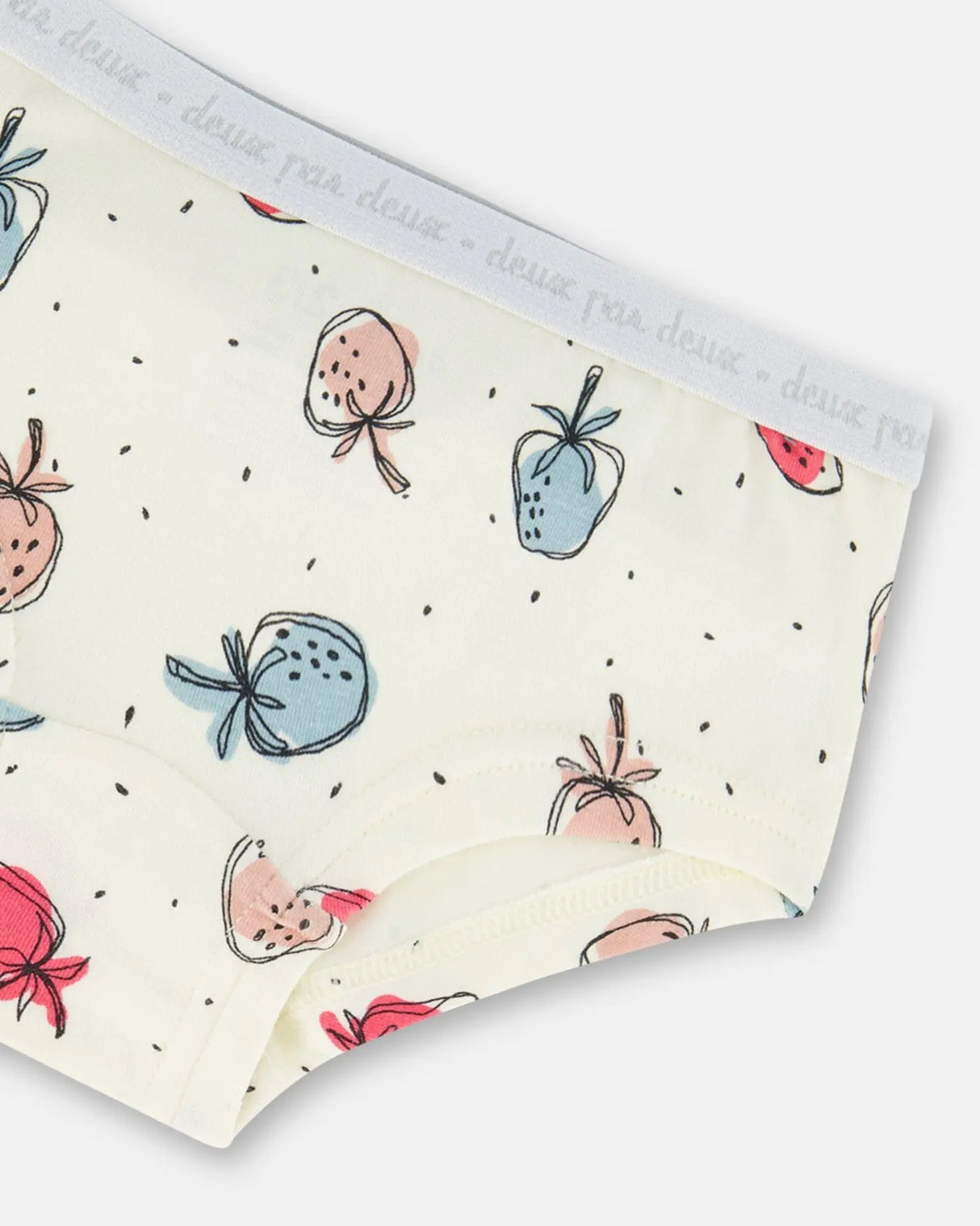 Organic Cotton Boyshort Pantie Off White Printed Strawberry | Deux par Deux | Jenni Kidz