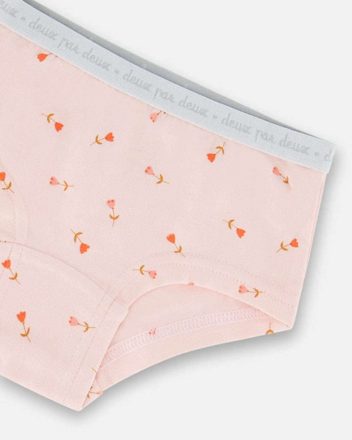 Organic Cotton Boyshort Pantie Pink Printed Flowers | Deux par Deux | Jenni Kidz