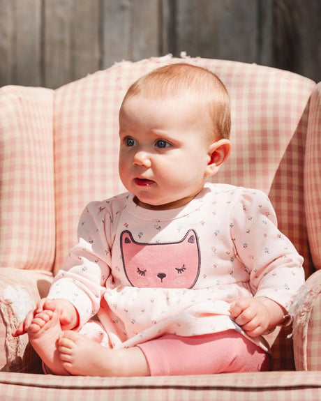 Organic Cotton Dress And Leggings Set Pink Mini Floral | Deux par Deux | Jenni Kidz