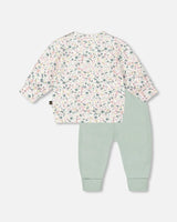Organic Cotton Evolutive Pant And Long Sleeve Top Set Jade Green | Deux par Deux | Jenni Kidz
