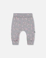 Organic Cotton Evolutive Pant Gray Printed Apples | Deux par Deux | Jenni Kidz