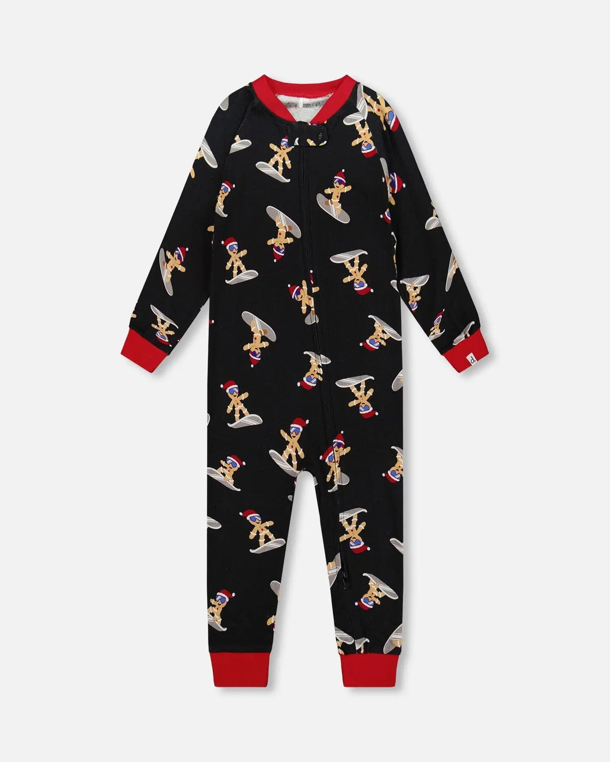 Organic Cotton Interlock One-Piece Pajama Black Cookie Print | Deux par Deux | Jenni Kidz