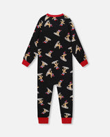Organic Cotton Interlock One-Piece Pajama Black Cookie Print | Deux par Deux | Jenni Kidz