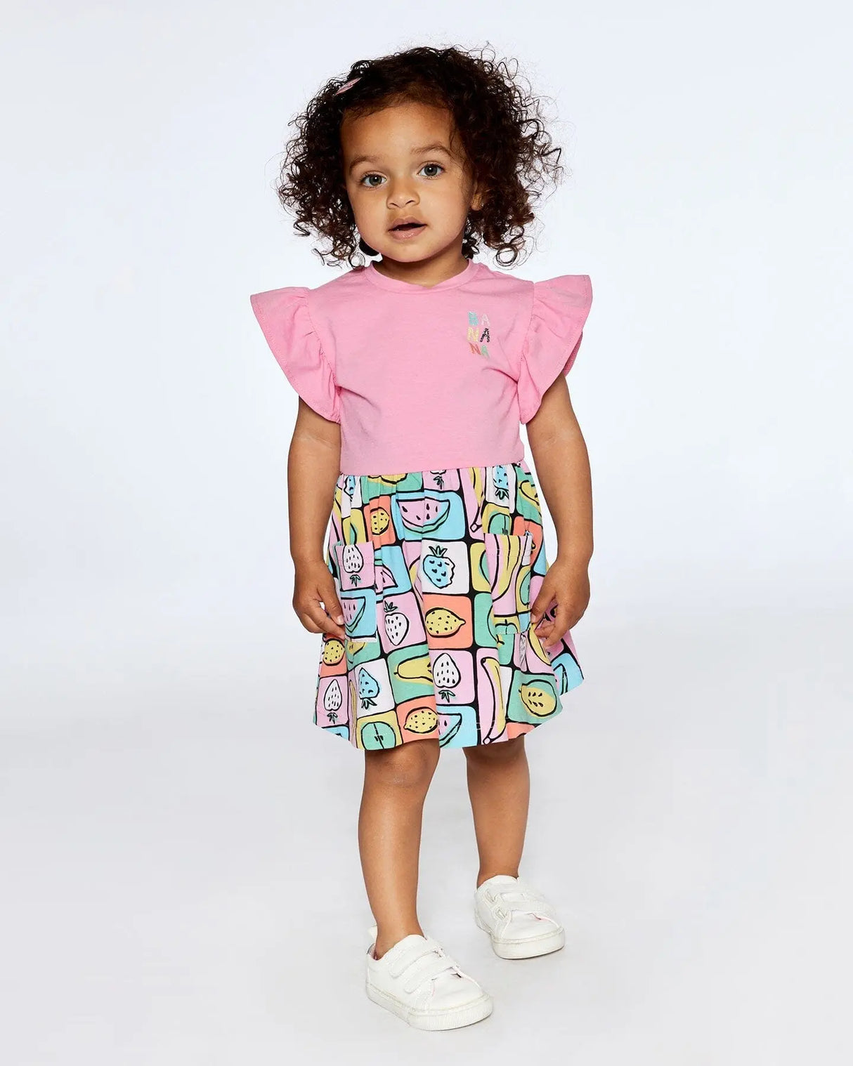 Organic Cotton Jersey Bi-Dress Printed Fruits Square | Deux par Deux | Jenni Kidz