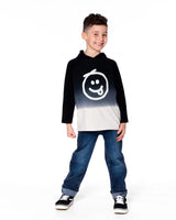 Organic Cotton Jersey Hooded Raglan Sleeve Tee Black | Deux par Deux | Jenni Kidz