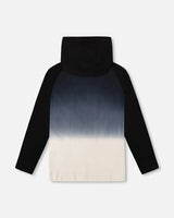 Organic Cotton Jersey Hooded Raglan Sleeve Tee Black | Deux par Deux | Jenni Kidz