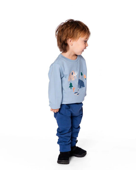 Organic Cotton Jersey Two-Piece Top And Pant Set Blue | Deux par Deux | Jenni Kidz