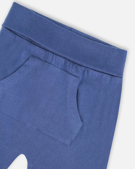 Organic Cotton Jersey Two-Piece Top And Pant Set Blue | Deux par Deux | Jenni Kidz