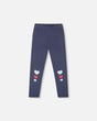 Organic Cotton Leggings Navy Blue With Hearts | Deux par Deux | Jenni Kidz