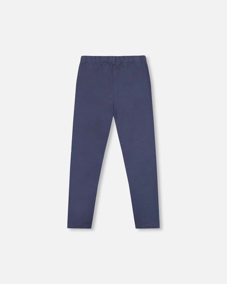 Organic Cotton Leggings Navy Blue With Hearts | Deux par Deux | Jenni Kidz