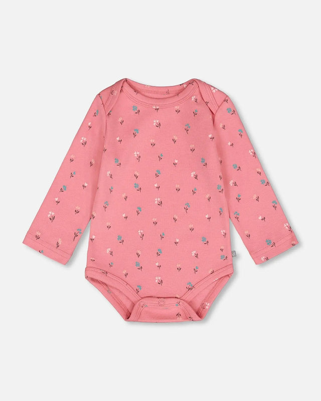Organic Cotton Long Sleeve Romper Pink Floral | Deux par Deux | Jenni Kidz
