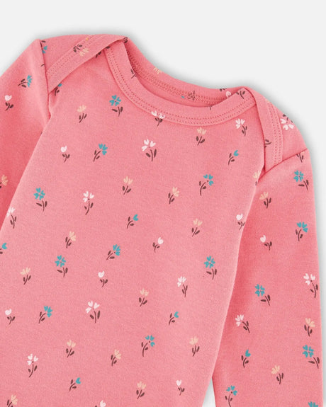 Organic Cotton Long Sleeve Romper Pink Floral | Deux par Deux | Jenni Kidz