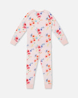 Organic Cotton Long Sleeve Two Piece Pajama Light Pink Printed Flowers | Deux par Deux | Jenni Kidz