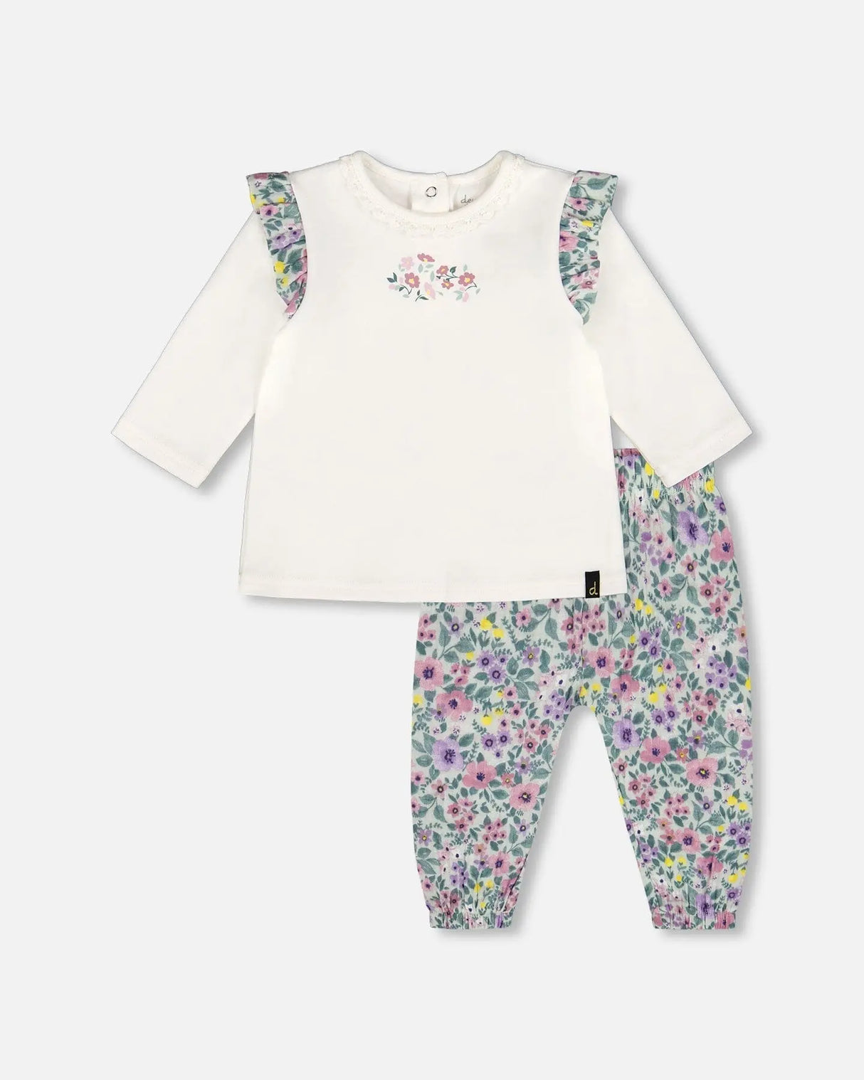 Organic Cotton Off-White Top And Muslin Pants Set | Deux par Deux | Jenni Kidz