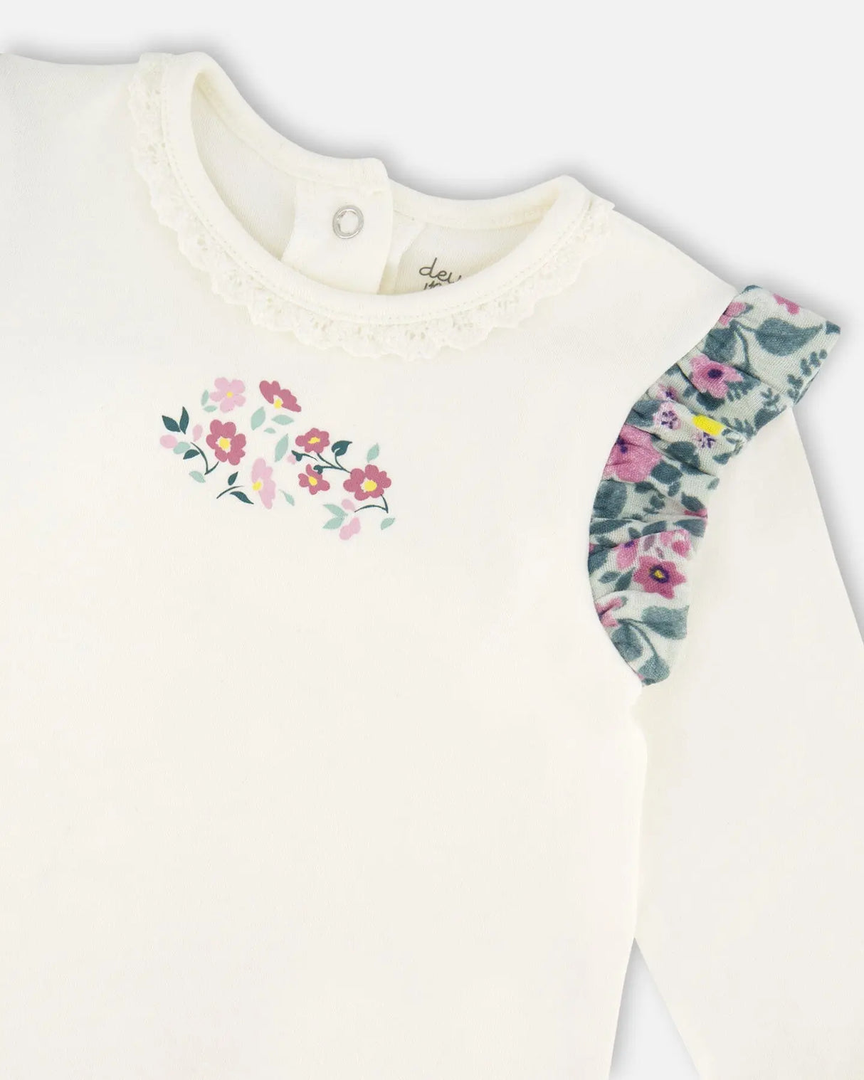 Organic Cotton Off-White Top And Muslin Pants Set | Deux par Deux | Jenni Kidz