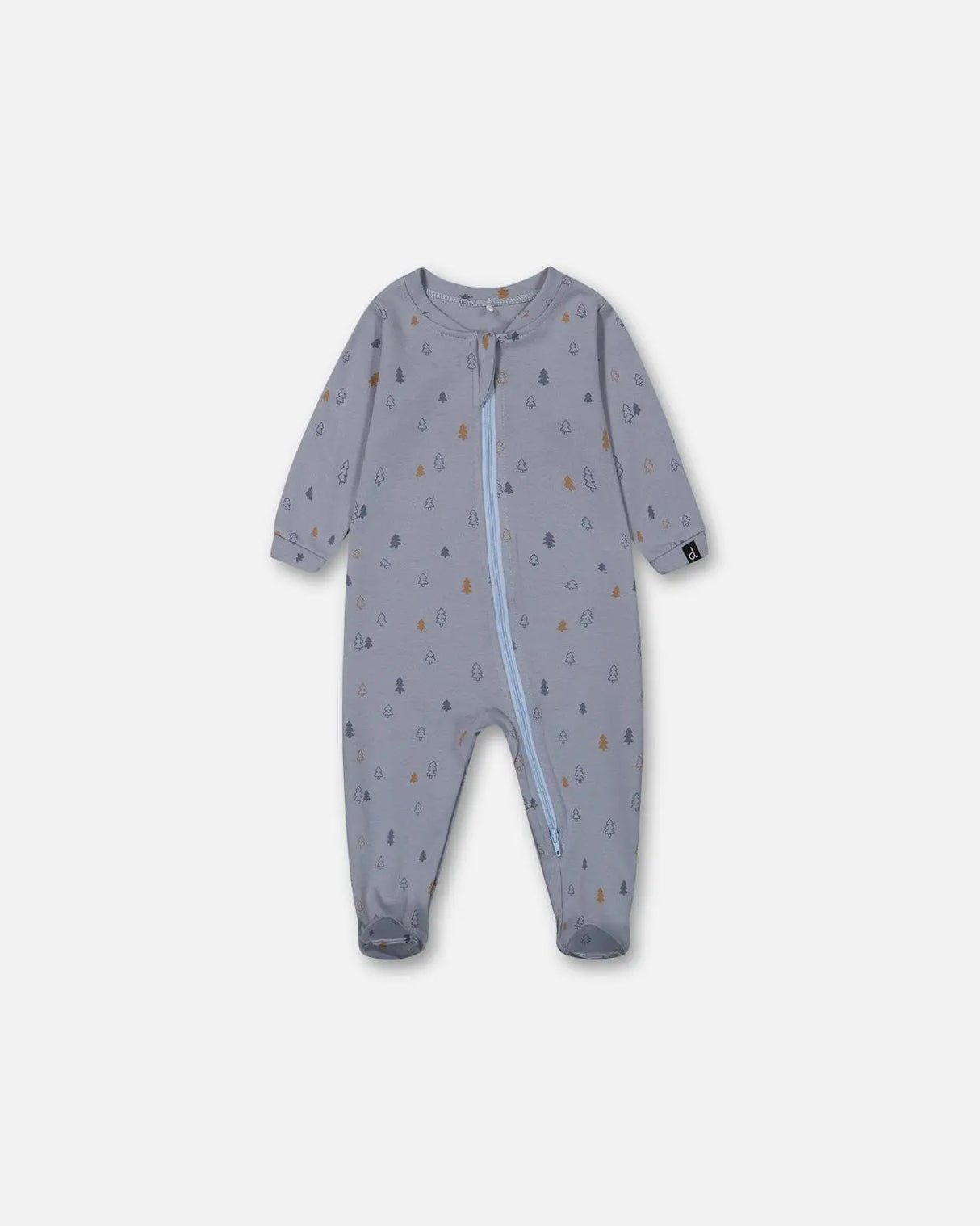 Organic Cotton One Piece Pajama Air Blue Printed Trees | Deux par Deux | Jenni Kidz