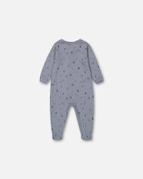 Organic Cotton One Piece Pajama Air Blue Printed Trees | Deux par Deux | Jenni Kidz