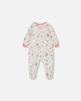 Organic Cotton One Piece Pajama Beige Mix Printed Squirrel | Deux par Deux | Jenni Kidz