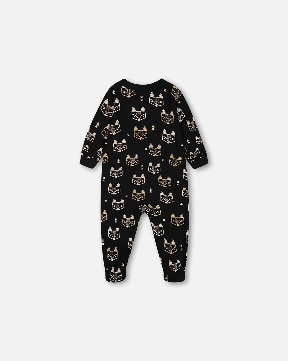 Organic Cotton One Piece Pajama Black Printed Fox | Deux par Deux | Jenni Kidz