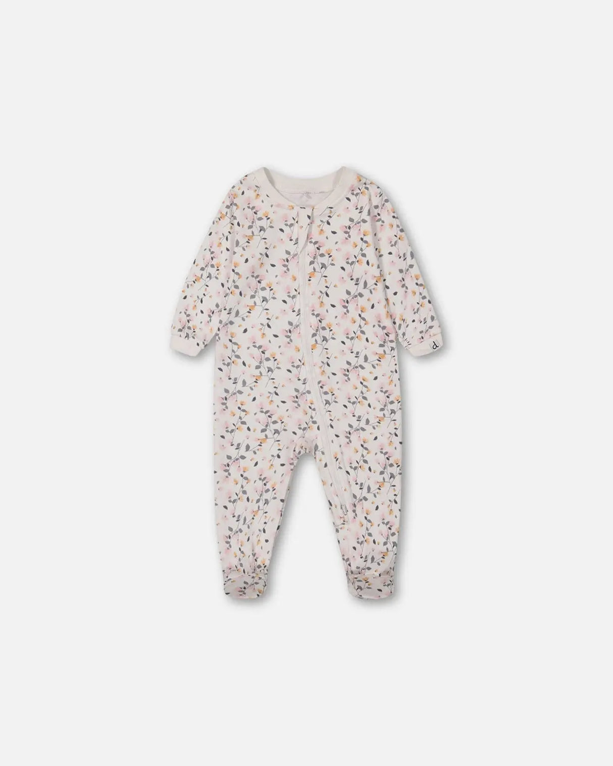 Organic Cotton One Piece Pajama Cream Printed Flowers | Deux par Deux | Jenni Kidz