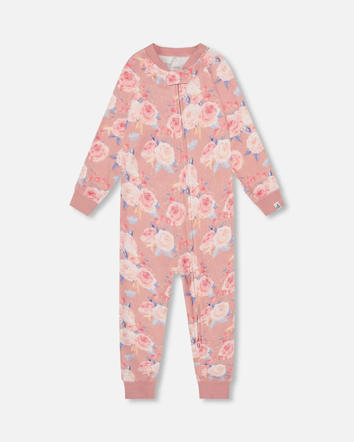 Organic Cotton One Piece Pajama Old Pink Printed Roses | Deux par Deux | Jenni Kidz