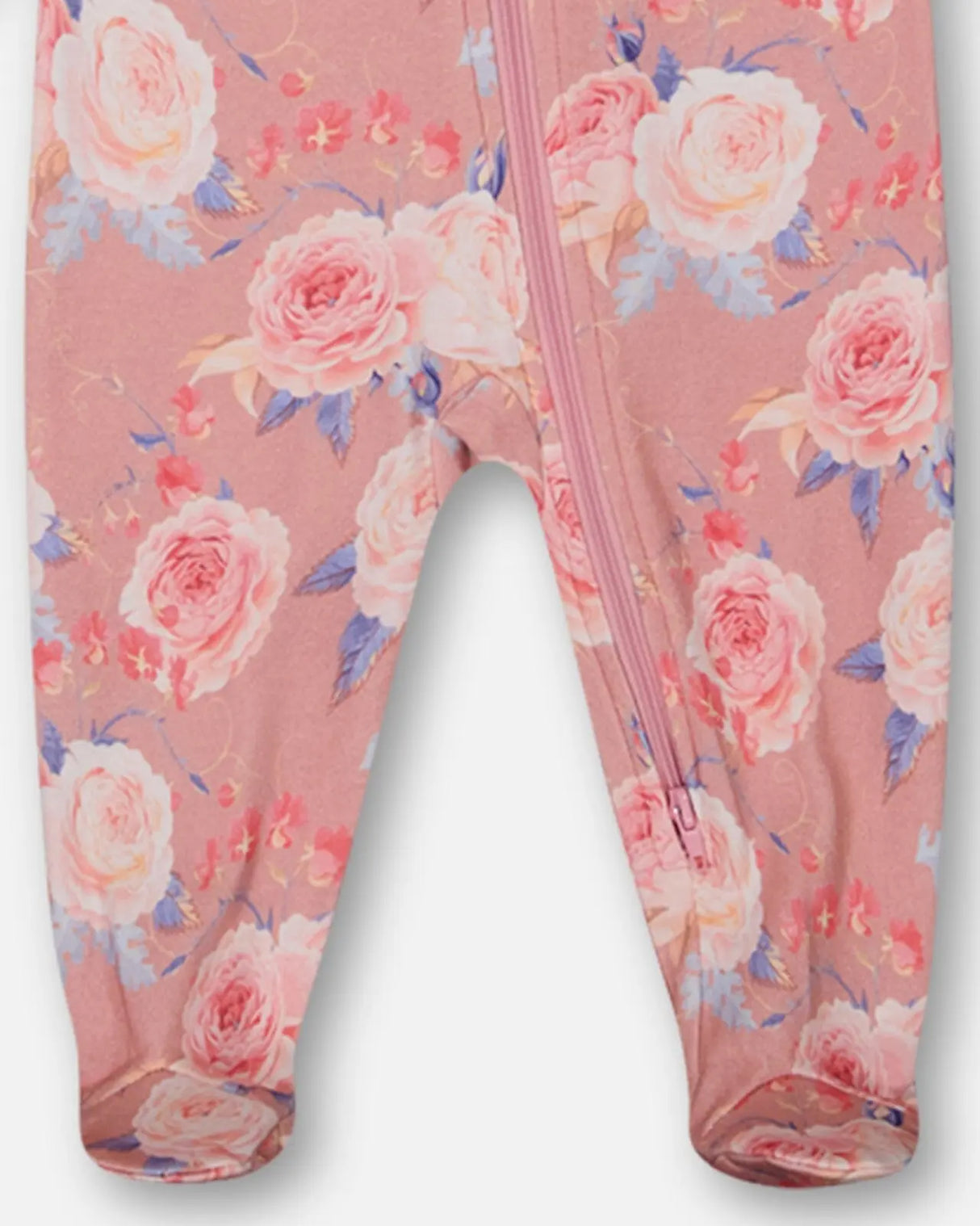 Organic Cotton One Piece Pajama Old Pink Printed Roses | Deux par Deux | Jenni Kidz