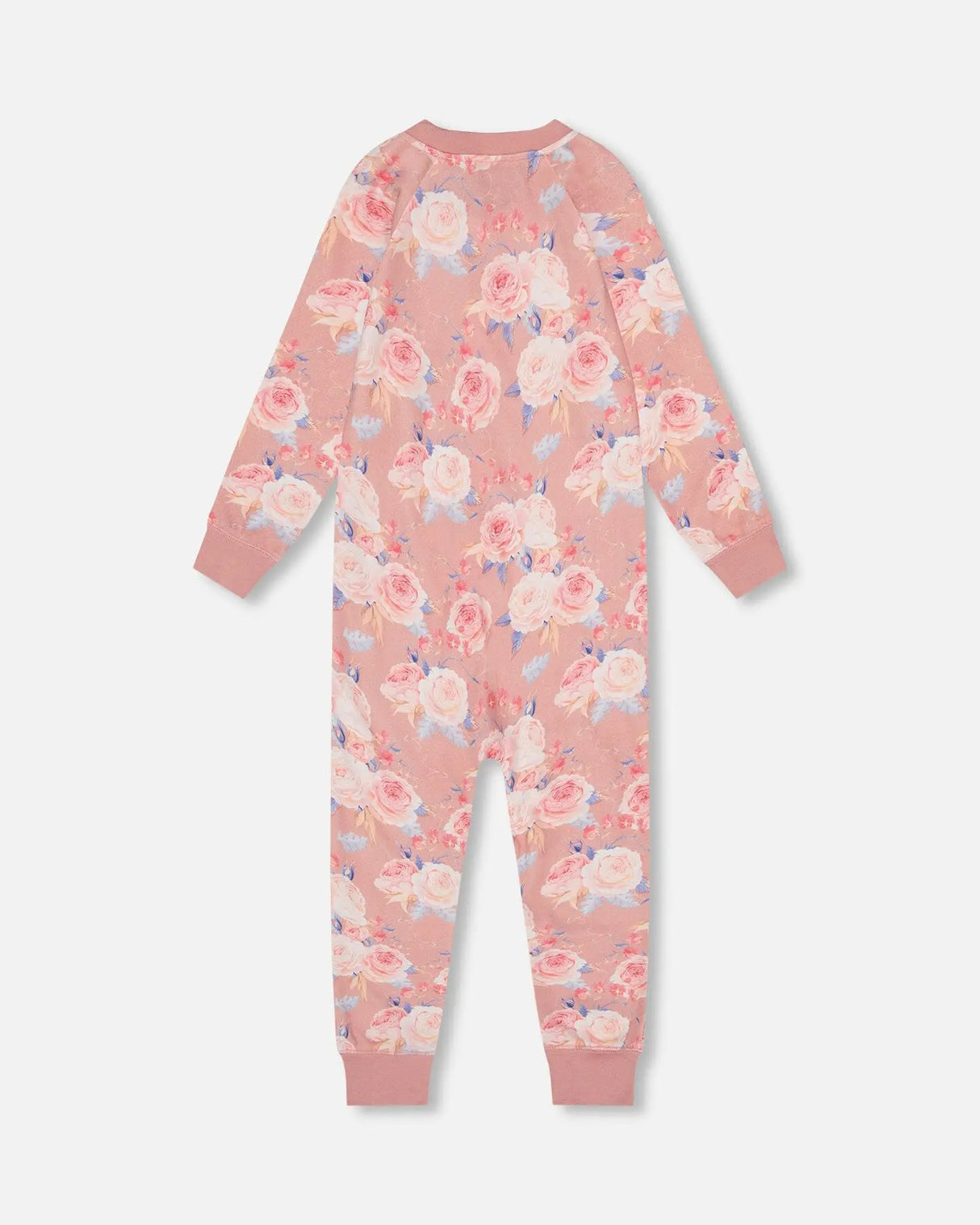 Organic Cotton One Piece Pajama Old Pink Printed Roses | Deux par Deux | Jenni Kidz