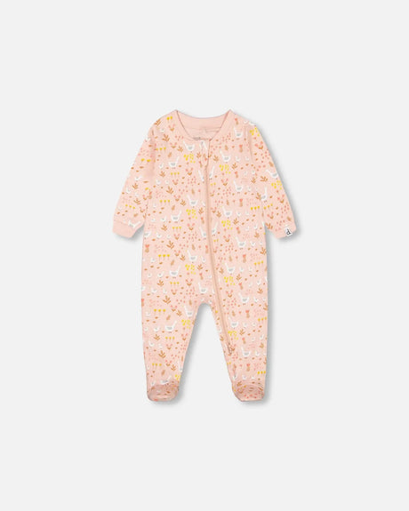 Organic Cotton One Piece Pajama Pink Printed Goose | Deux par Deux | Jenni Kidz