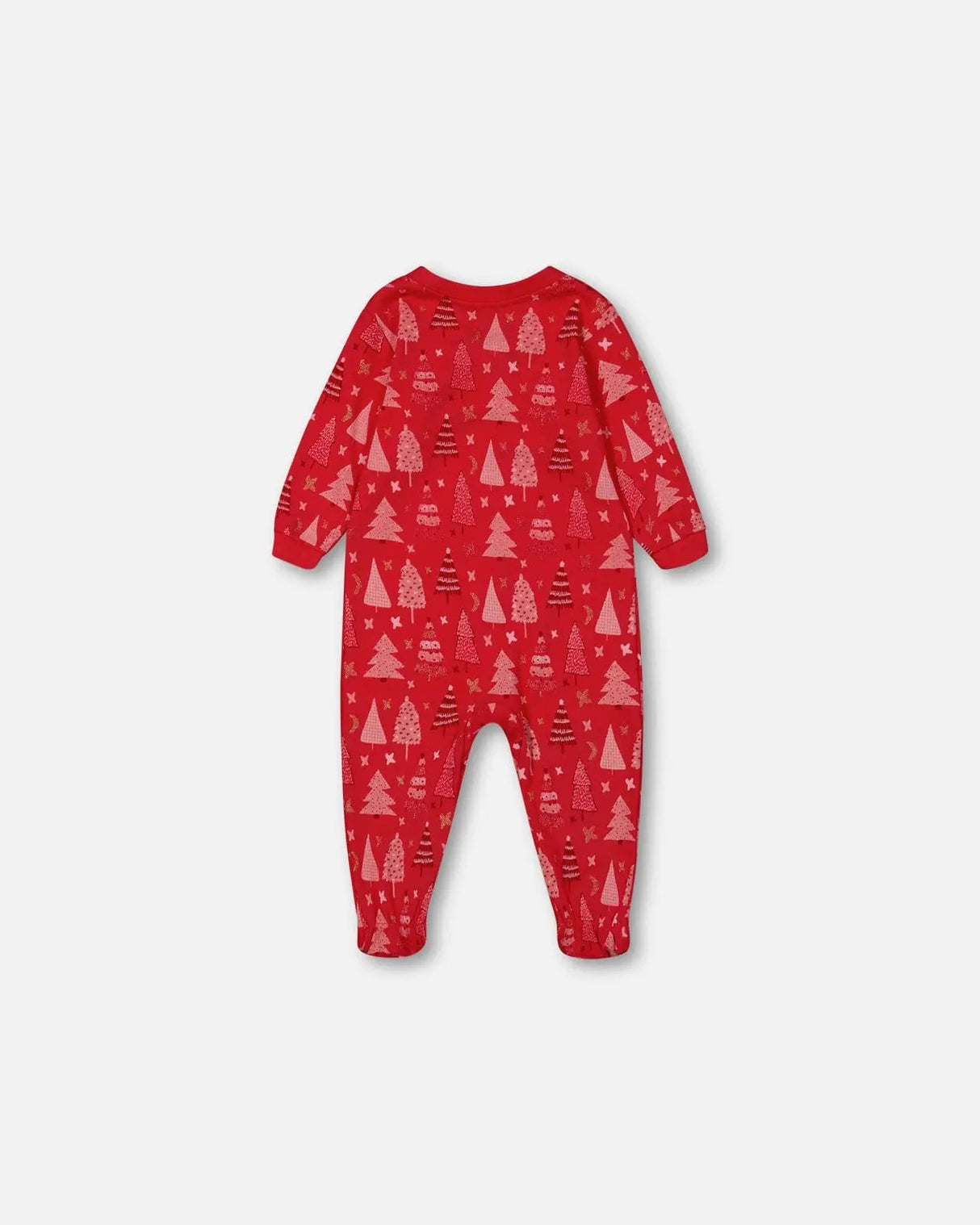 Organic Cotton One Piece Pajama Red Printed Christmas Tree | Deux par Deux | Jenni Kidz