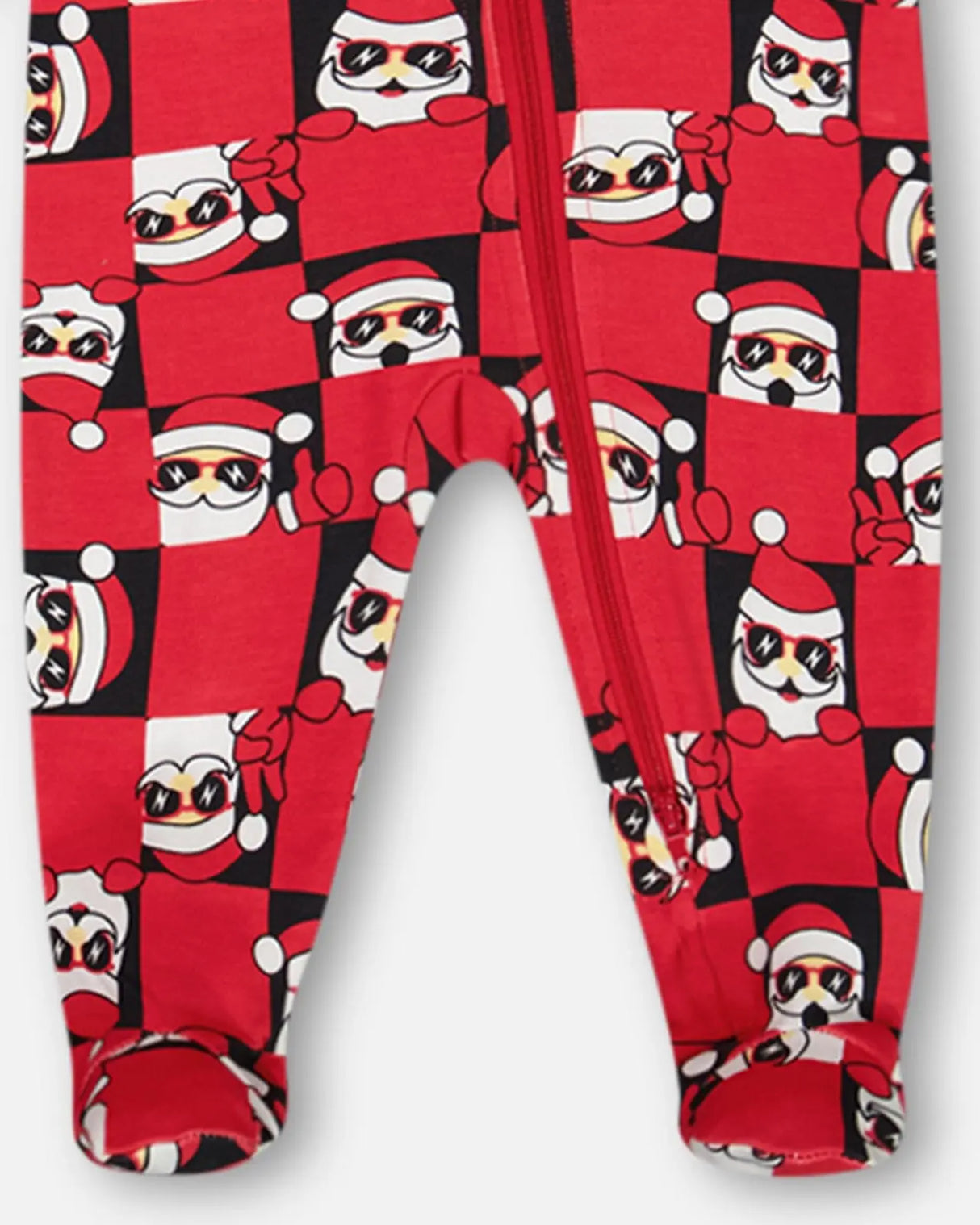 Organic Cotton One Piece Pajama Red Printed Santa | Deux par Deux | Jenni Kidz