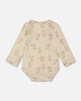 Organic Cotton Onesie Beige Puppy Print | Deux par Deux | Jenni Kidz