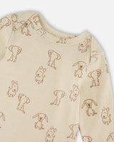 Organic Cotton Onesie Beige Puppy Print | Deux par Deux | Jenni Kidz
